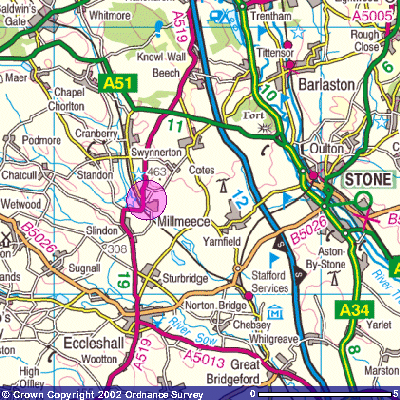Reproduced from Ordnance Survey map data by permission of Ordnance Survey, ©Crown copyright